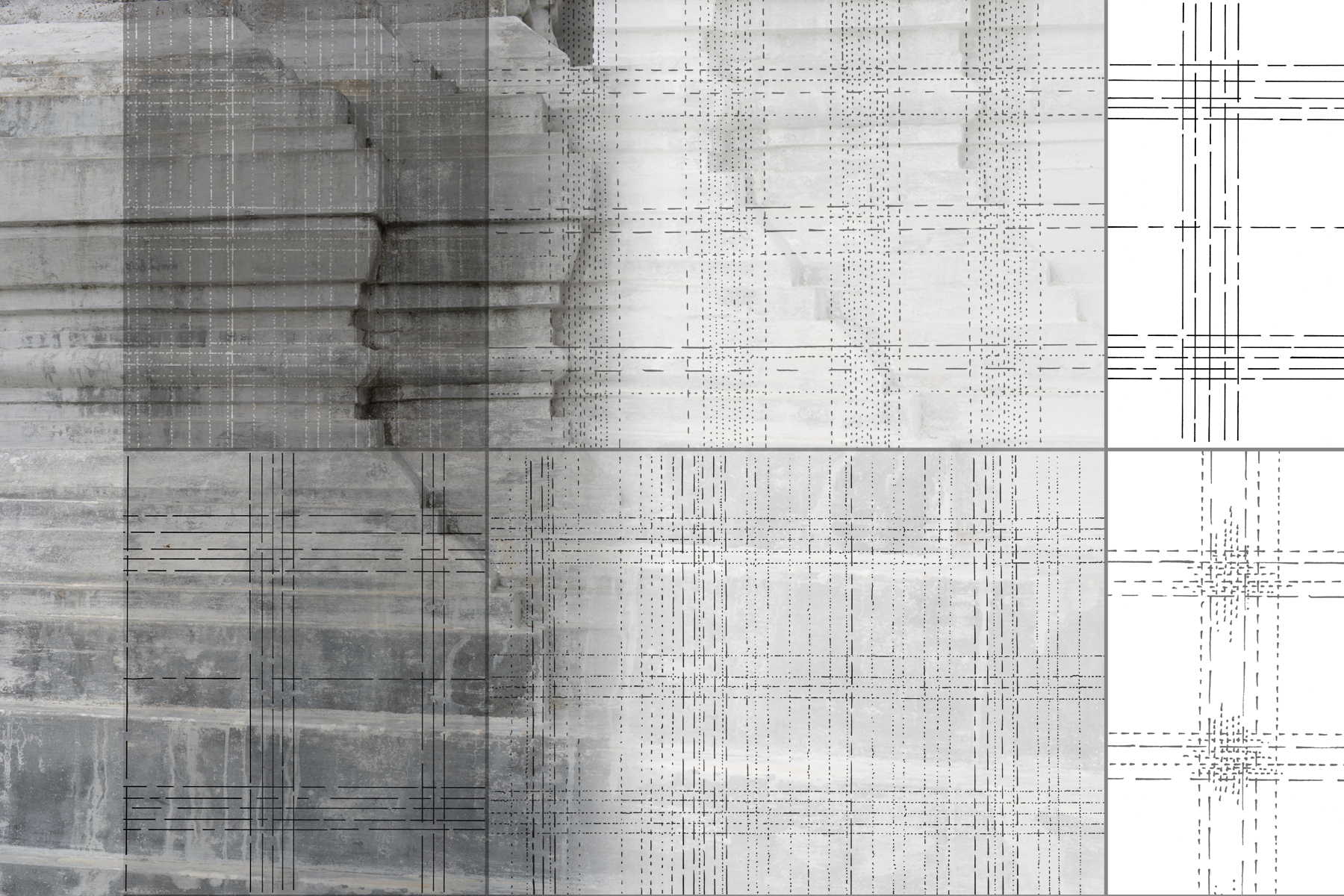 Linear-minimalistische Bettwaesche in Grau und Weiss, © Eva Kemmler Textildesign