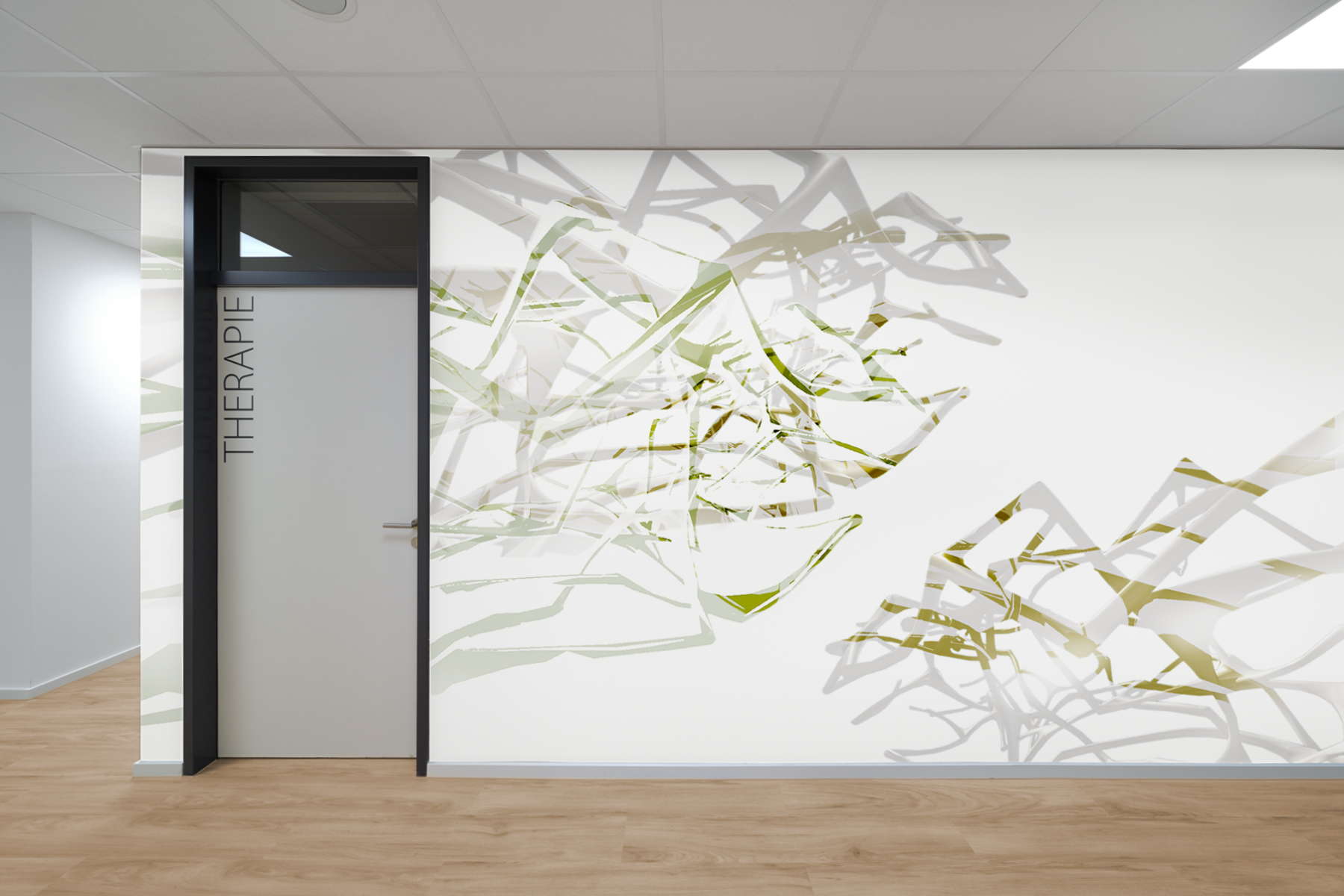 Individuelle grafische Wandgestaltung für Arztpraxis, © Eva Kemmler Textildesign