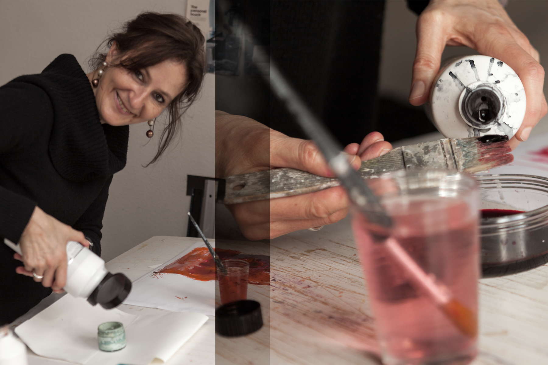 Eva Kemmler im Atelier beim entwerfen, © Eva Kemmler Textildesign
