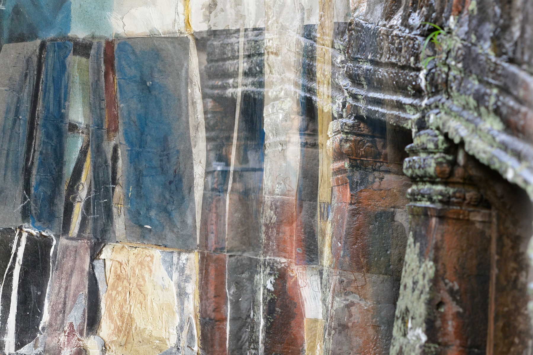 Freie Materialcollage in Blautoenen, © Eva Kemmler Textildesign